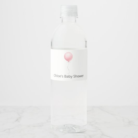 ピンクバルーン赤ちゃんシャワー ペットボトルラベル (正面)
