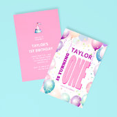 ピンクバルーン1番目の回転誕生日 招待状