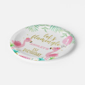 ピンクバルーン2フラミンゴ誕生日 ペーパープレート (アングル)