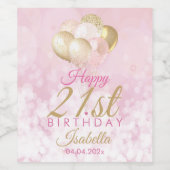 ピンクバルーン21歳の誕生日 ワインラベル (シングルラベル)