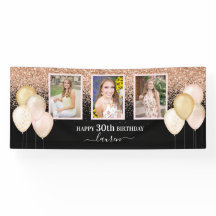 ピンクバルーン3枚30thブラック誕生日