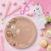 ピンクバルーン40日 ペーパープレート (パーティー)