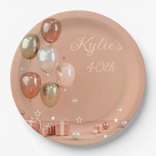 ピンクバルーン40日 ペーパープレート (正面)