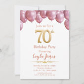 ピンクバルーン70誕生日招待状 招待状 (正面)