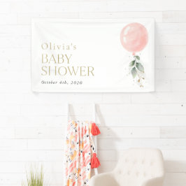 ピンクバルーン、ユーカリ、ベビーシャワーへようこそ 横断幕