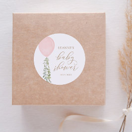 ピンクバルーン ユーカリ ベビーシャワー ラウンドシール