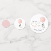 ピンクバルーン,ユーカリ,緑,第1誕生日 コンフェッティ (正面)