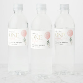 ピンクバルーン，ユーカリ，緑，第1誕生日 ペットボトルラベル