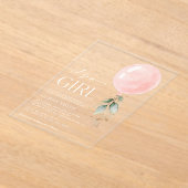 ピンクバルーン、ユーカリ、緑、赤ちゃんシャワー アクリル招待状 (レイダウン)