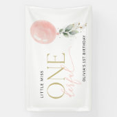 ピンクバルーン、緑、最初の誕生日へようこそ 横断幕 (縦)