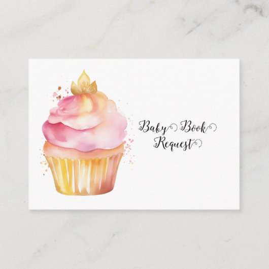 ピンクバルーンCupケーキベビーブックリクエスト エンクロージャーカード (裏面)