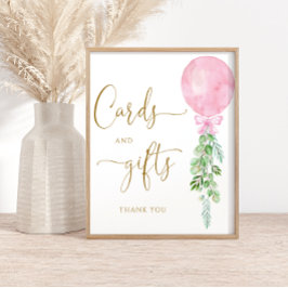 ピンクバルーンeucalyptusカードとギフト ポスター