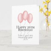 ピンクバルーンhappy 29誕生日カード カード (黄色い花)