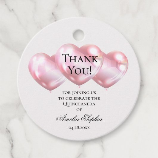 ピンクバルーンQuinceaenera フェイバータグ (正面)