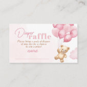 ピンクバルーンteddy bearおむつラッフルチケット エンクロージャーカード (正面)