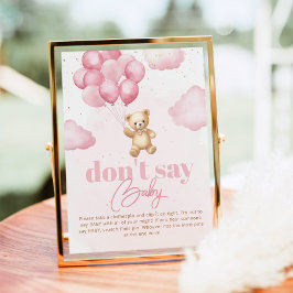 ピンクバルーンteddy bear言わないベビー ポスター