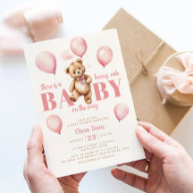 ピンクバルーンTEDDY BEAR GIRL モダン Baby Shower
