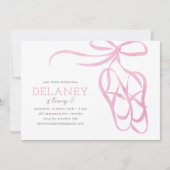 ピンクバレエのスリッパ誕生日パーティーの招待状 招待状 (正面)