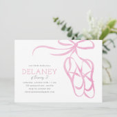 ピンクバレエのスリッパ誕生日パーティーの招待状 招待状 (スタンド正面)