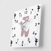 ピンクバレエのスリッパ スクエア壁時計 (傾斜)