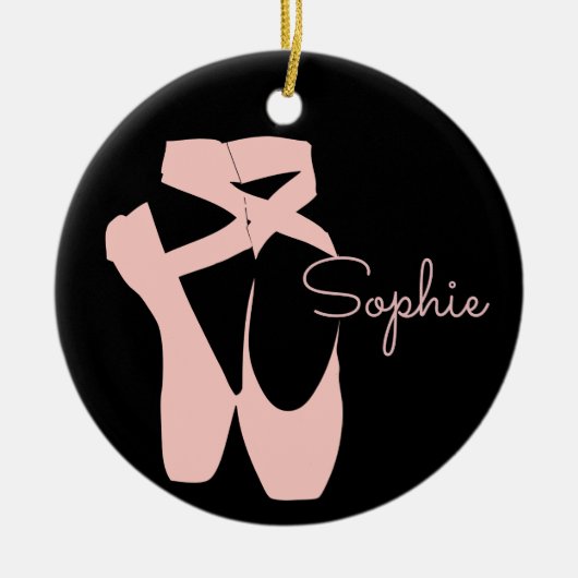 ピンクバレエのポインテシューズ セラミックオーナメント (正面)
