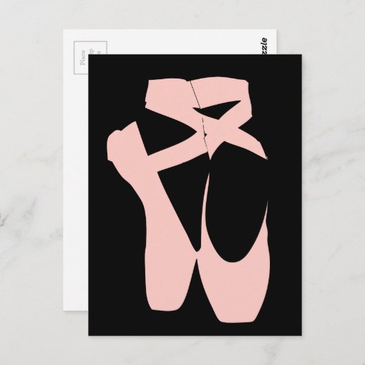 ピンクバレエのポインテシューズ ポストカード (正面/裏面)