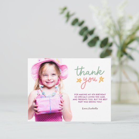 ピンクバレエの誕生日パーティーお礼のポストカード ポストカード (スタンド正面)