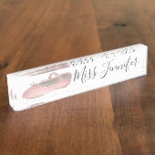 ピンクバレエスリッパダンス先生インストラクター デスクネームプレート (側面)