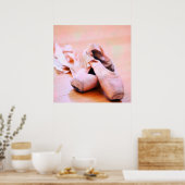 ピンクバレエスリッパポインテシューズダンステンプレート ポスター (キッチン)