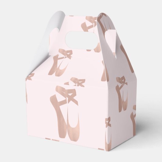 ピンクバレエスリッパーズバレリーナバラ金ゴールドパーティー フェイバーボックス (正面サイド)