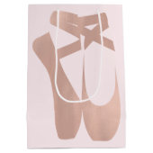 ピンクバレエスリッパーズバレリーナバラ金ゴールドパーティー ミディアムペーパーバッグ (裏面)