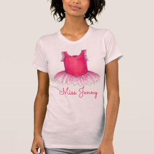 ピンクバレエダンス先生トゥチュバレリーナ Tシャツ