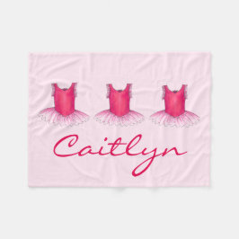 ピンクバレエツチュバレリナパーソナライズされたダンサー フリースブランケット