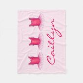 ピンクバレエツチュバレリナパーソナライズされたダンサー フリースブランケット (正面)