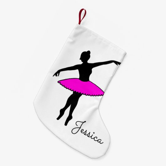 ピンクバレエバレリーナダンス先生ネオンツツ スモールクリスマスストッキング (正面 (吊り時))