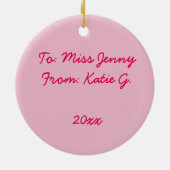 ピンクバレエポインテシューズダンス先生バレリーナ セラミックオーナメント (裏面)