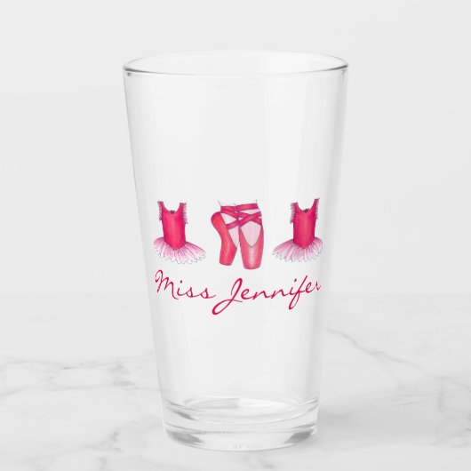 ピンクバレエポインテシューズツチュバレリーナダンス タンブラーグラス (正面)