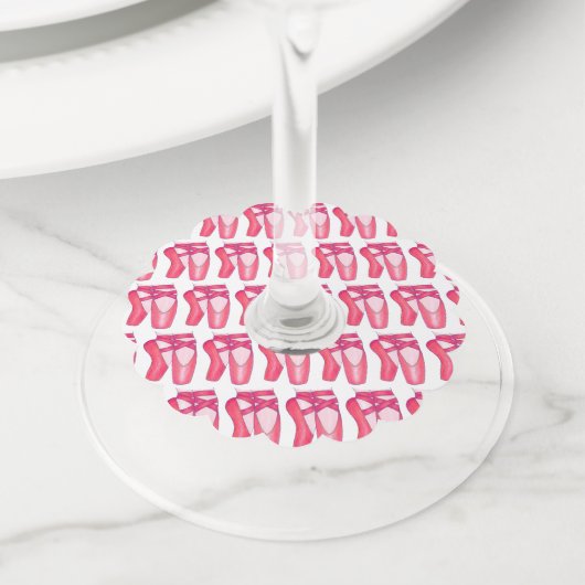 ピンクバレエポインテシューズリサイタルダンスバレリーナ ワイングラスタグ (クローズアップ)