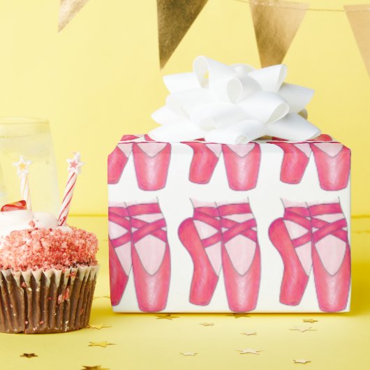 ピンクバレエポインテトーシューズバレリーナダンスクラス ラッピングペーパー (誕生日パーティー)