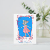 ピンクバレエマウス葉書 ポストカード (スタンド正面)