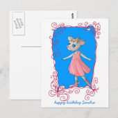 ピンクバレエマウス葉書 ポストカード (正面/裏面)