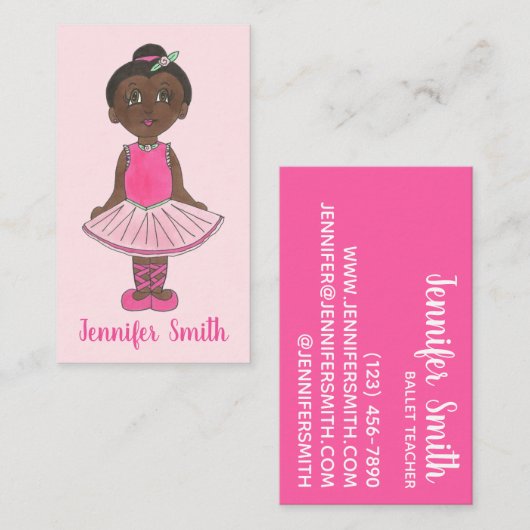 ピンクバレエ先生ダンスインストラクタースタジオクラス 名刺 (正面/裏面)