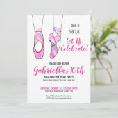 ピンクバレエ少女の誕生日パーティー 招待状 (スタンド正面)