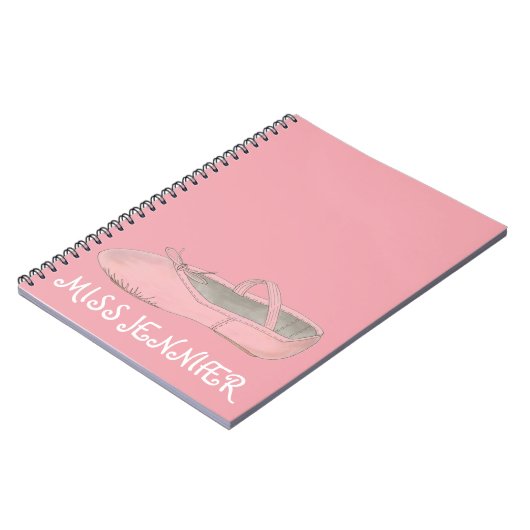ピンクバレエ靴ダンス先生ギフトノート ノートブック (左側)