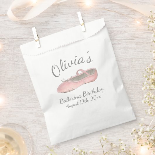 ピンクバレエ靴バレリーナ誕生日パーティーダンス フェイバーバッグ (クリップ留めされた状態)