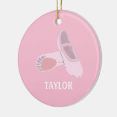 ピンクバレエ靴パーソナライズされた写真 セラミックオーナメント (左)