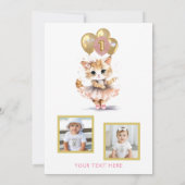 ピンクバレリかわいらしナガールファースト誕生日 招待状 (裏面)