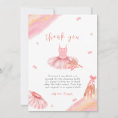 ピンクバレリエレガントナウェルカムサインベビーシャワー サンキューカード (正面)