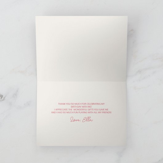 ピンクバレリエレガントナバレエ誕生日パーティー サンキューカード (内部)