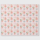 ピンクバレリナガール誕生日ブロンド名前をカスタムする ラッピングペーパー (フラット)